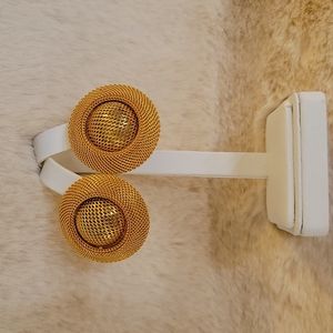 Carolina Herrera Signed 1.5" Diameter Mesh Clip-on Earrings